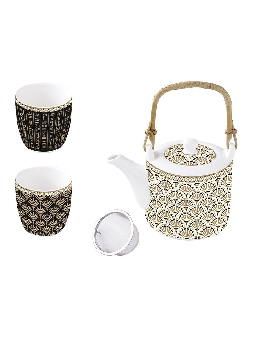 Bule 600ml Porcelana 600ml com infusor metálico + 2 Chávenas 160ml EGYPTOLOGY