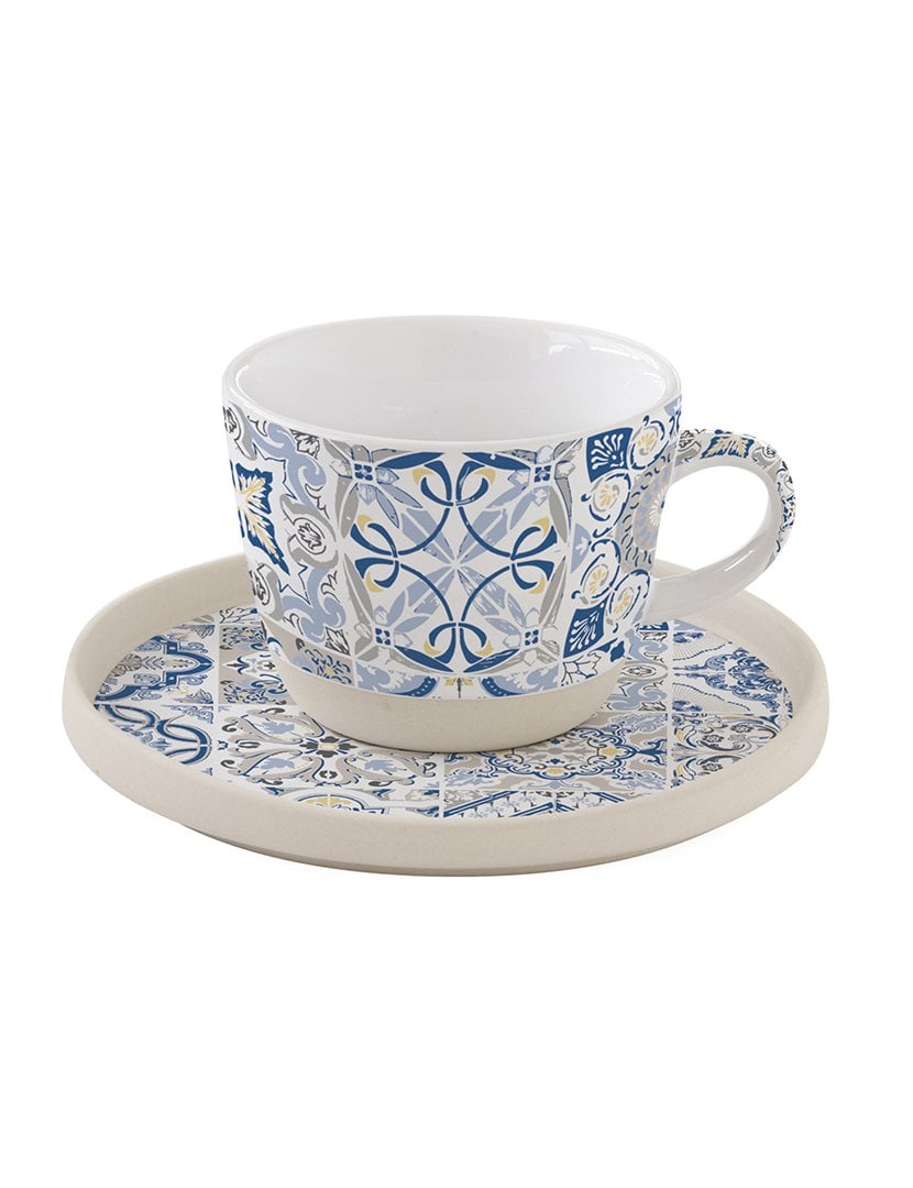 Caneca Chá 250ml + Pires Grés Azul CASA DECOR